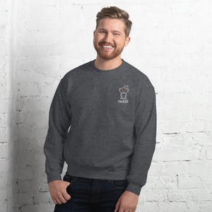 Embroidery Reading Robot Robot Logo Gray Sweatshirt