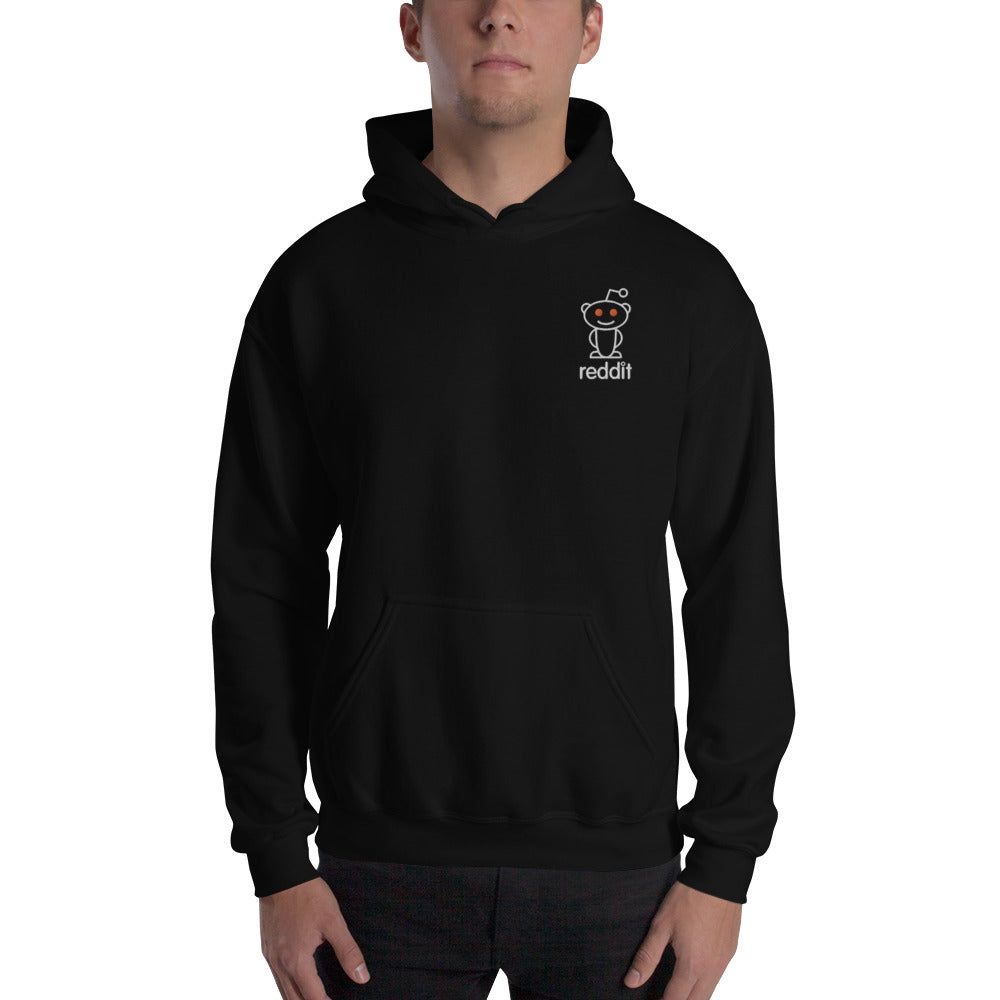 Embroidery Reading Robot Robot Logo Black Hoodies