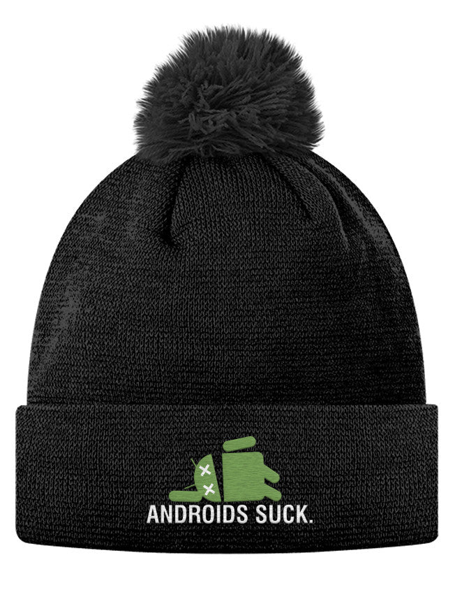 Pom Pom Knit Cap - Androids Suck 