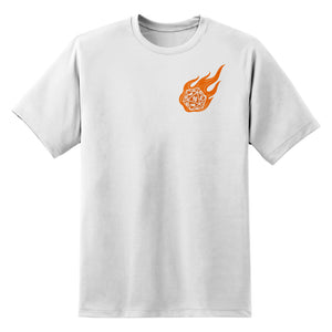 Flaming Role-Playing Polyhedral Dice Unisex Shirt by Sexy Hackers