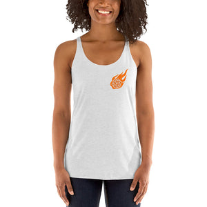 Flaming Role-Playing Polyhedral Dice Women's Racerback Tank