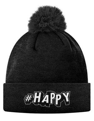 Pom Pom Knit Cap - #Happy  - 1