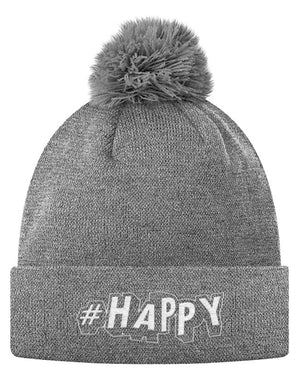 Pom Pom Knit Cap - #Happy  - 2