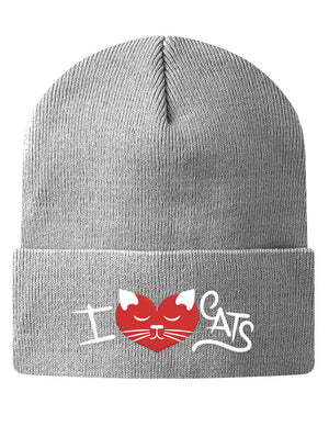 Knit Beanie - I ♥ Cats  - 2
