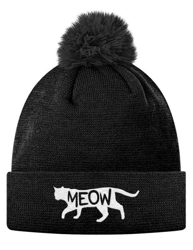 Pom Pom Knit Cap - Meow 