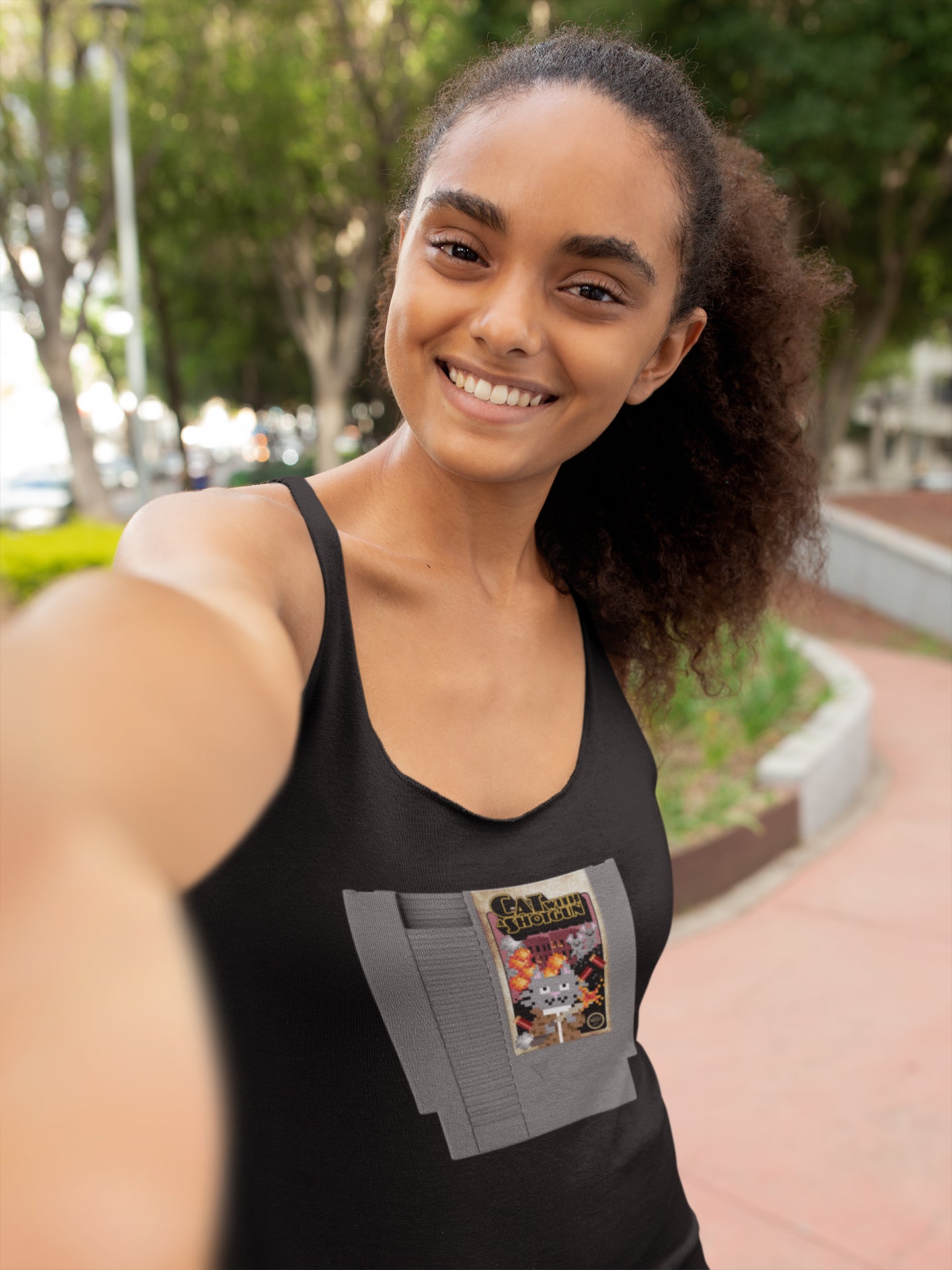 Cat Nitendo Women's Racer-back Tank-top