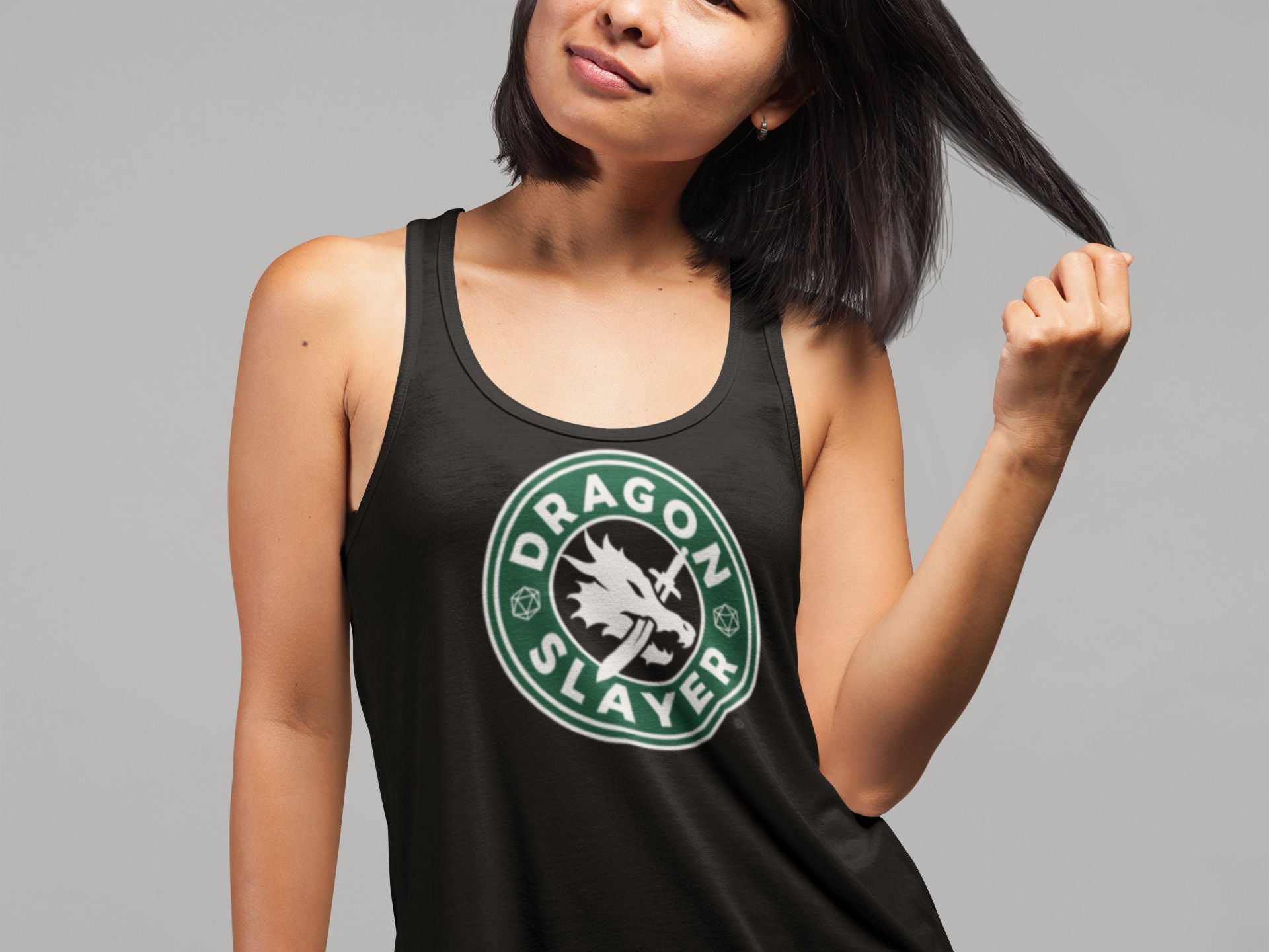 RPG Dragons Starbucks Logo Women's Racer-back Tank-top