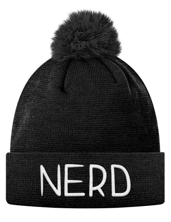 Pom Pom Knit Cap - NERD 