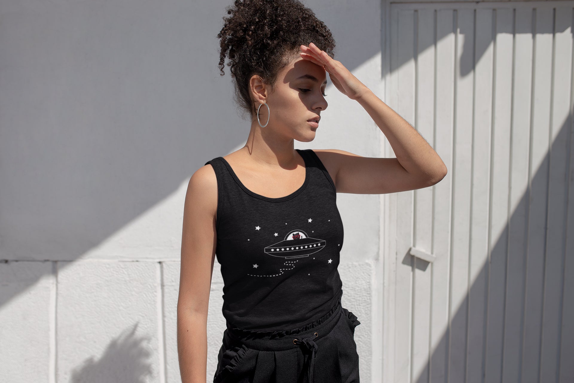 Space Ship Kitty Women's Racer-back Tank-top