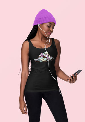 Kawaii Melting Rubix Cube Women's Racer-back Tank-top