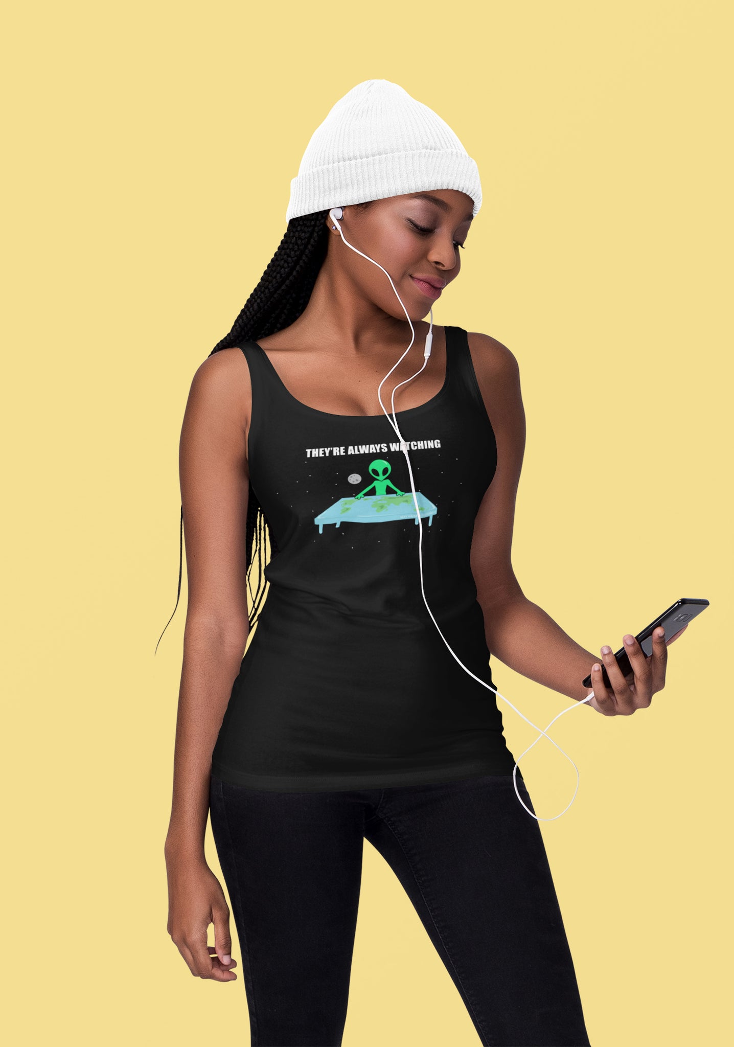 Flat Earth Alien Women's Racer-back Tank-top