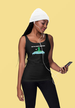 Flat Earth Alien Women's Racer-back Tank-top