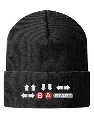 Knit Beanie - Contra Cheat Code Hat - ⇧⇧⇩⇩⇦⇨⇦⇨ Ⓑ Ⓐ  START 