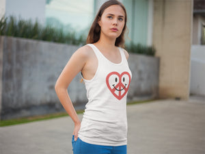 White Love Peace and Happiness Women's Racer-back Tank-top
